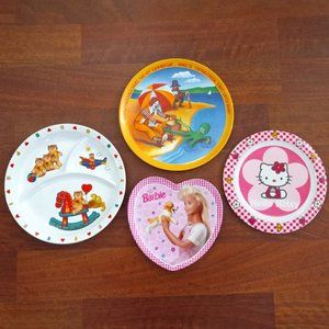 4 Vintage Children Dinner Plates Barbie/McDonalds/Hello Kitty/Teddy Bears